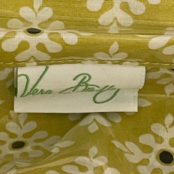 Vera Bradley Kiss Lock Cosmetic Makeup Bag Clutch Baroque Floral Yellow Black - Picture 9 of 10